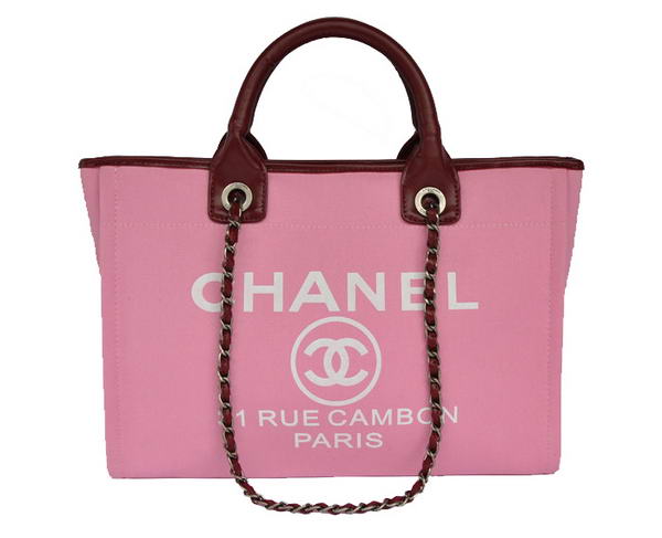 Replica Chanel Medium Canvas Tote Shopping Bag A66941 Peach On Sale